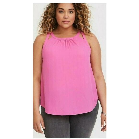NWT Torrid Pink Sleeveless Cut Out High Neck Georgette Tank Plus Size: 5X (28) - Picture 1 of 4